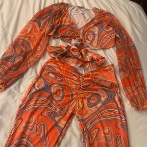 Two piece long pants orange